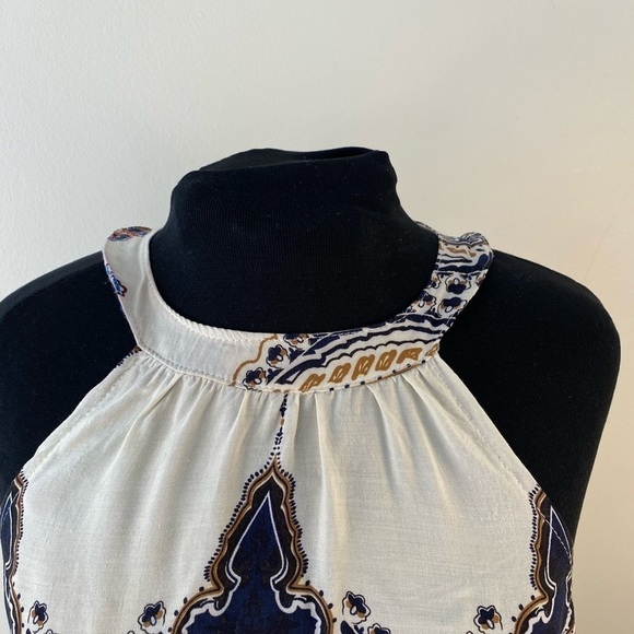 HALTER top mini dress tie back sexy swing a line blue red white - Picture 4 of 7